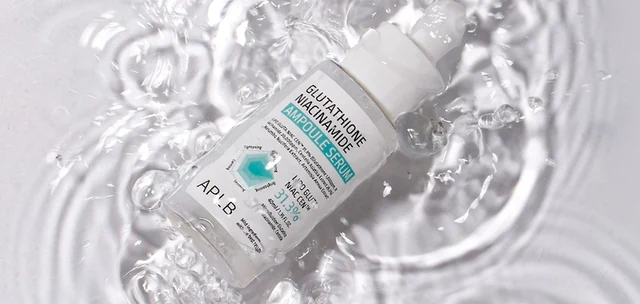 Ampoule serum photographed with water